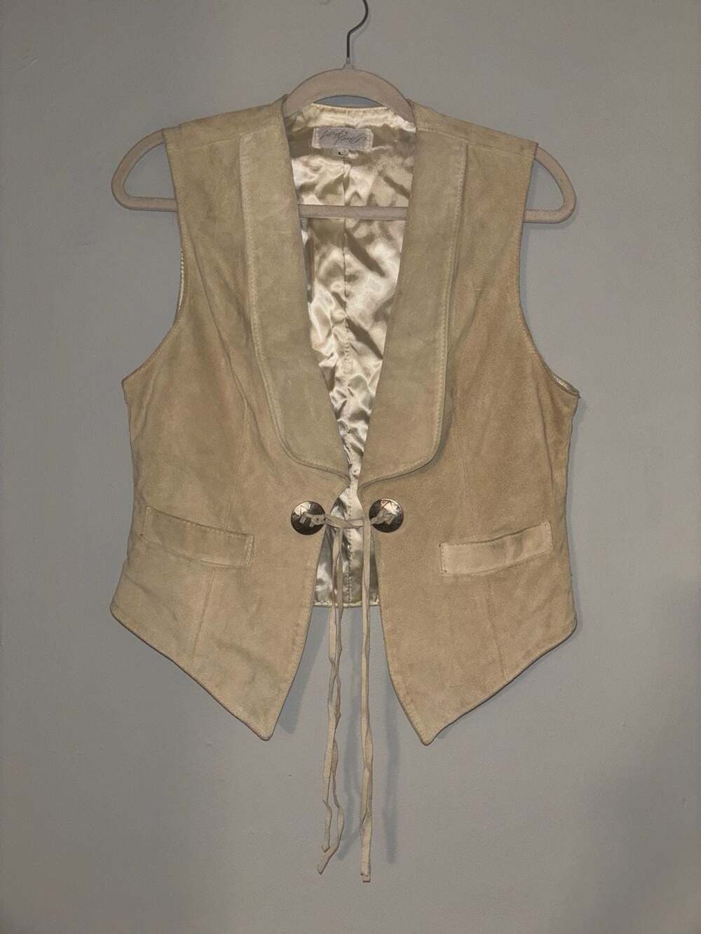 Lord & Taylor Vintage Tan Suede Leather Western Rodeo Vest Size L